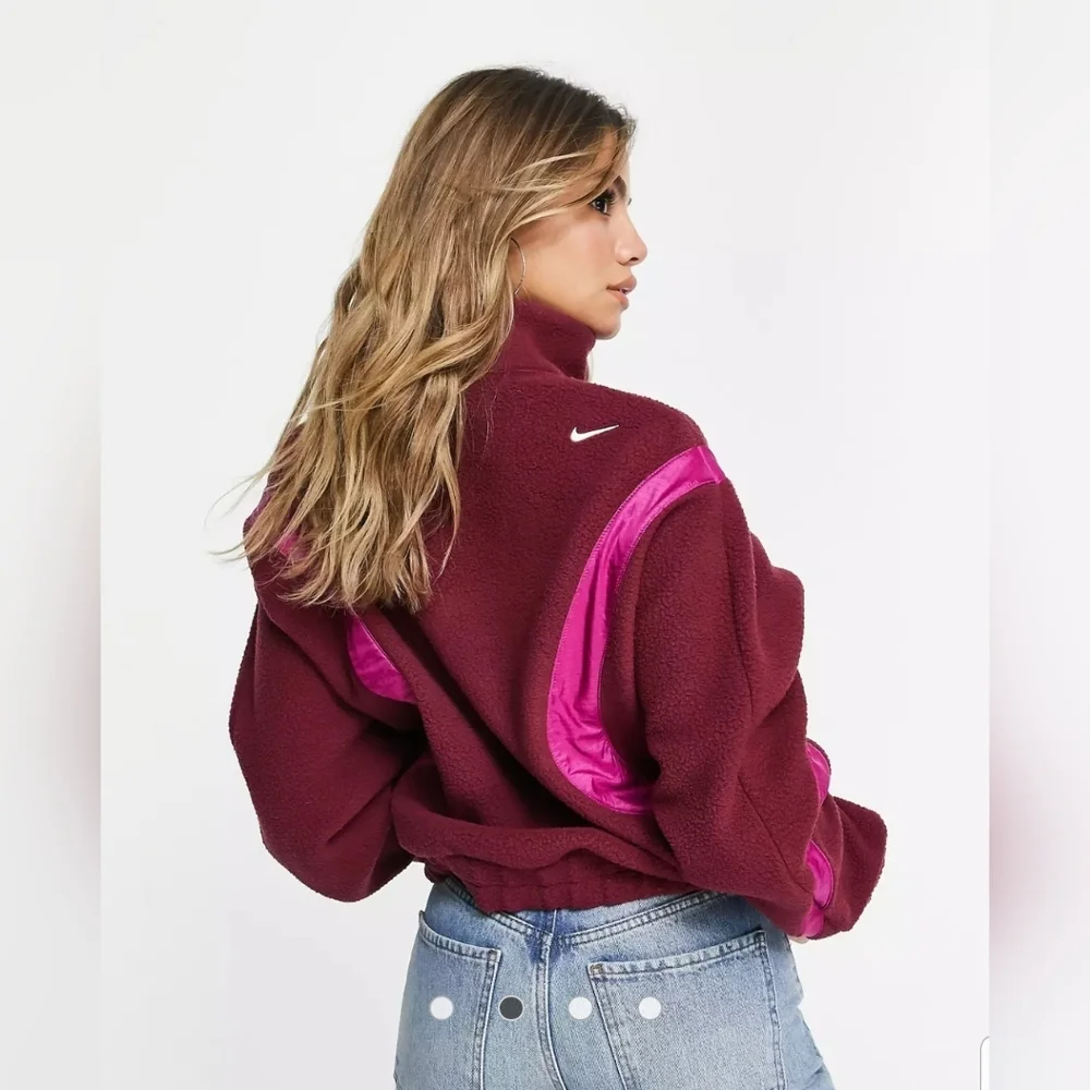 NWT Nike Archive Pack Quater Zip Fleece in Burgandy  Size Small - Picture 4 of 10